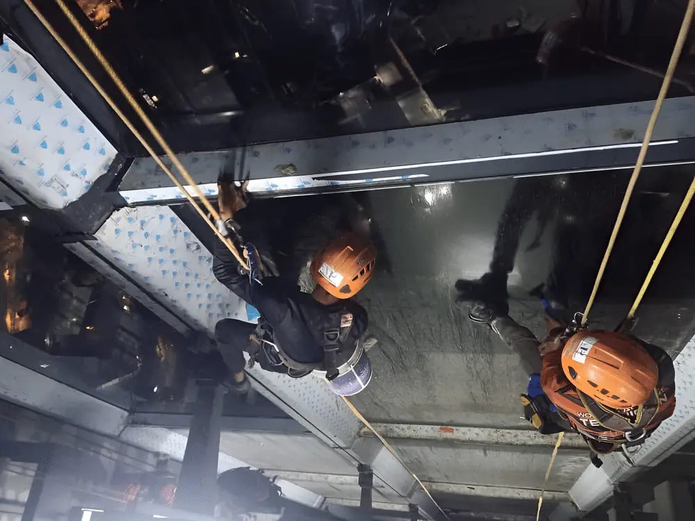 Commercial high-rise glass facade cleaning project