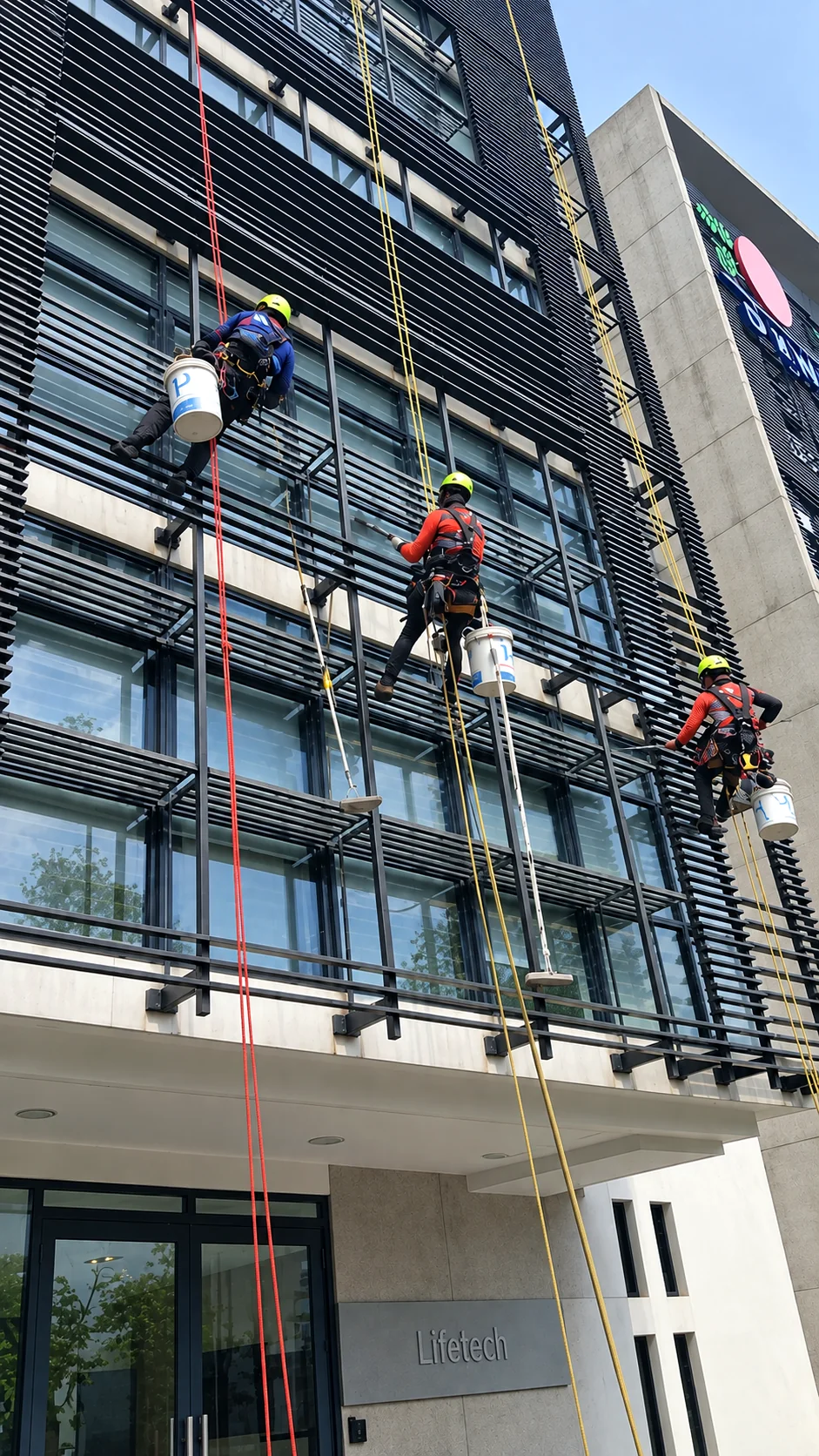 Vertical Pro external high-rise window cleaning technicians
